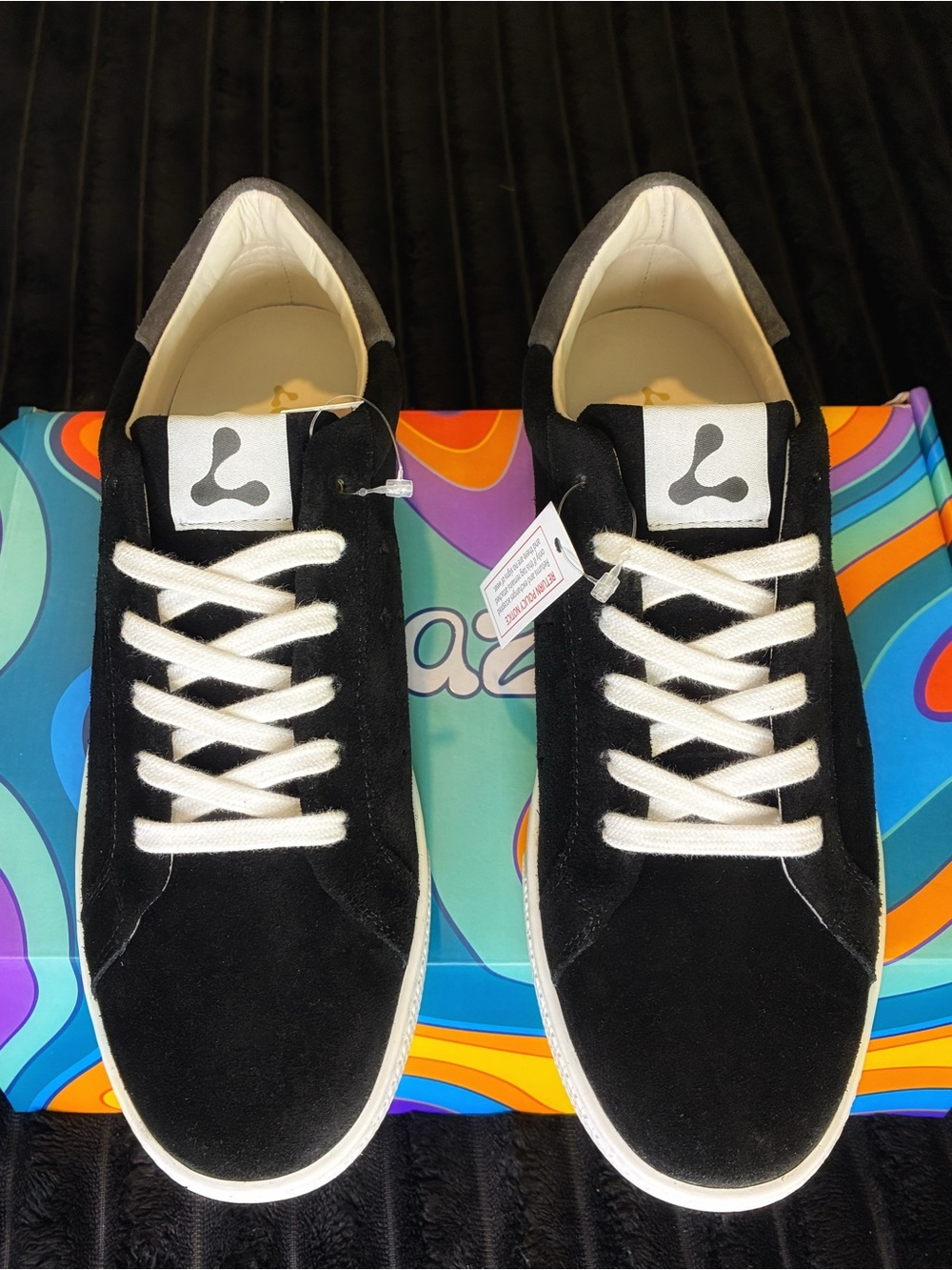 Black Suede Women's Sneakers with White Laces